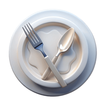 elegant vintage Clean White Plate with Silverware Transparent Background 4K png