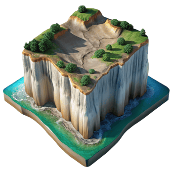 extraordinary rustic Coastal Cliffs Aerial Perspective Transparent Background high quality png