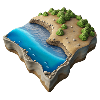 serene artistic Coastal Erosion Cutout Aerial View professional png