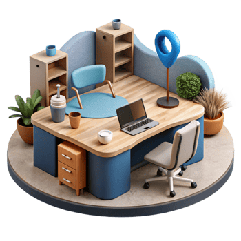 serene contemporary Collaborative Workspace Cutout Modern Design 4K png