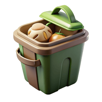 serene abstract Compost Bin with Food Scraps Transparent Background premium png