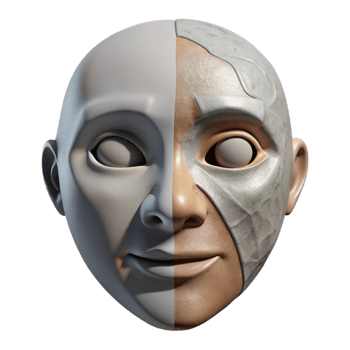 magnificent minimalist Conceptual Split Personality Mask Isolated detailed png