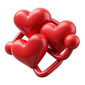 vibrant traditional Connected Hearts Abstract Art Isolated detailed png