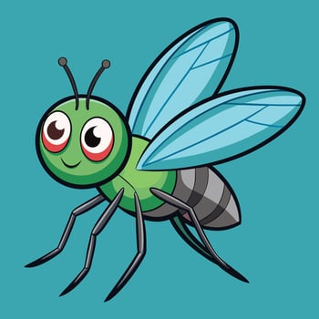 Adorable Flying Mosquito in a Cartoon Style Image vector