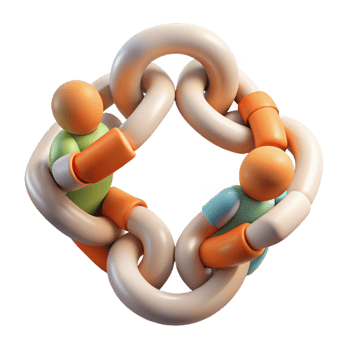 serene creative Connected People Chain Transparent Background with Interlocked Hands 4K png