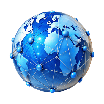 wonderful modern Connected World Map Lines Transparent Background with Blue and White Hues original png