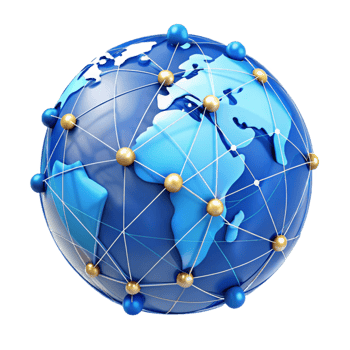 wonderful abstract Connected World Map Lines Transparent Background with Blue and White Hues high quality png