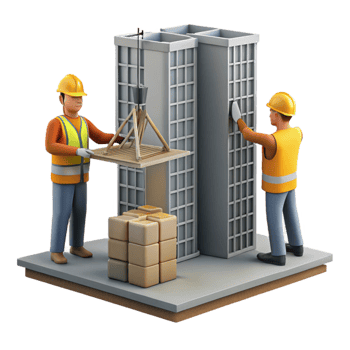 wonderful vintage Construction Site Workers Building Skyscraper Silhouette Isolated premium png