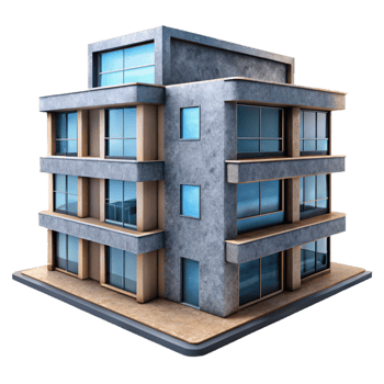 serene minimalist Contemporary Architecture Apartment Building Isolated genuine png
