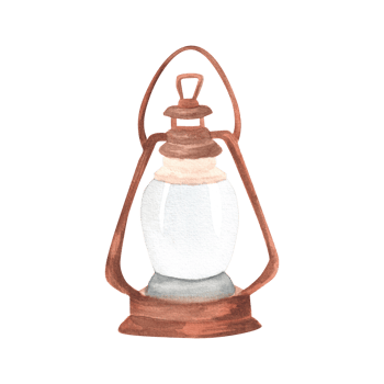 Camping kerosene or gasoline lantern. Metal lamp for expedition. Tourist equipment. Exploration lamp clipart. Hiking. Isolated image. Hand-drawn watercolor illustration png