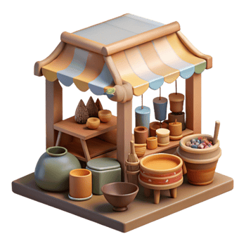 wonderful rustic Craft Market with Handmade Goods Various Items Transparent Background genuine png