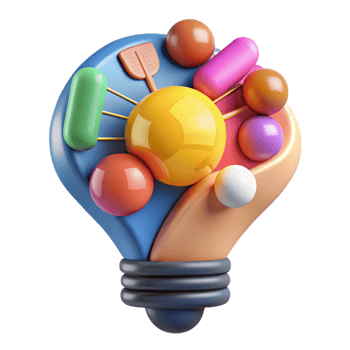 elegant classic Creative Thinking Diagram Cutout with Bright Colors 4K png