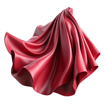 vibrant creative Crimson Silk Chiffon Flowing Drape Isolated Cutout high resolution png