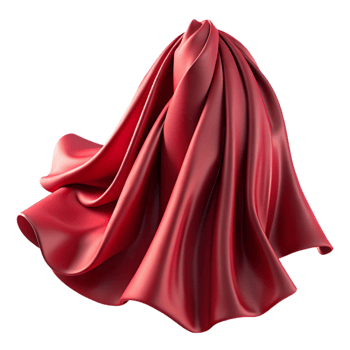 vibrant minimalist Crimson Silk Chiffon Flowing Drape Isolated Cutout premium png