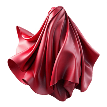 magnificent traditional Crimson Silk Chiffon Flowing Drape Isolated Cutout detailed png