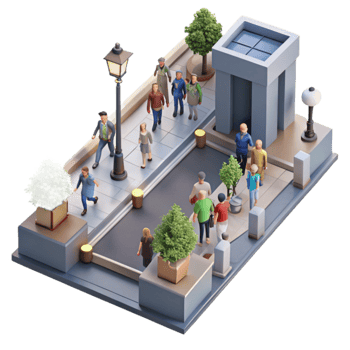 impressive artistic Crowded Sidewalk with Pedestrians Isolated 4K png
