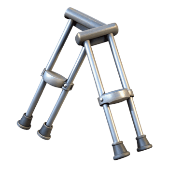 magnificent minimalist Crutches Pair Metal Gray Transparent Background premium png