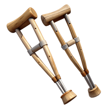 extraordinary artistic Crutches Pair Wooden Transparent Background Cutout 4K png