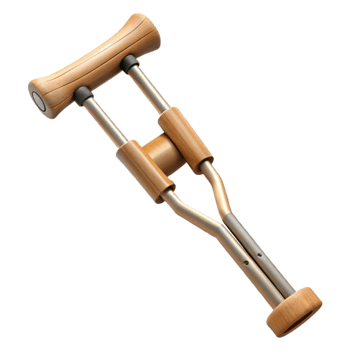 elegant artistic Crutch Single Wooden Transparent Background Cutout high resolution png