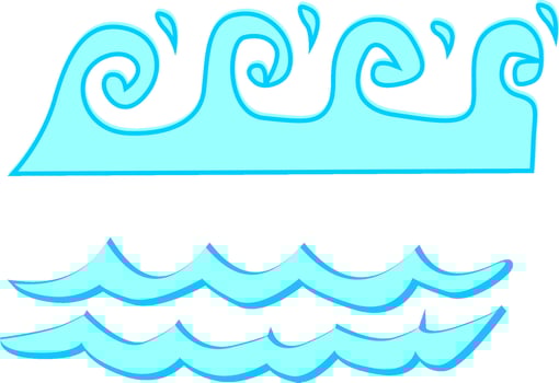 Blue cartoon of waves. vector