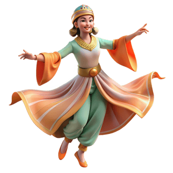 extraordinary classic Cultural Dance Performance with Flowing Costumes Transparent Background genuine png