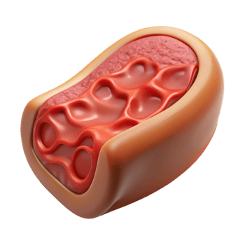 dramatic rustic Cultured Meat Slice Microscope View Isolated Element genuine png