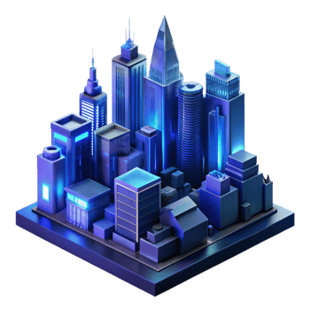 magnificent rustic Cyberpunk Cityscape Dark Blue Hues Transparent Background high resolution png