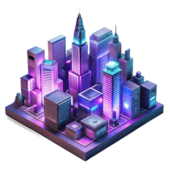elegant rustic Cyberpunk Cityscape Neon Lights Transparent Background exclusive png