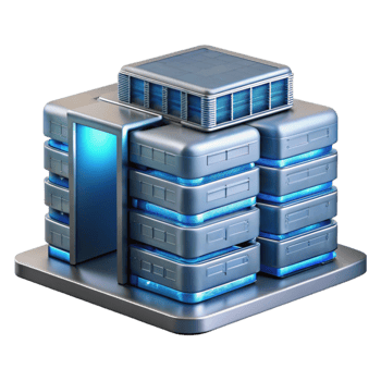 dramatic classic Data Center with Server Racks Transparent Background high quality png