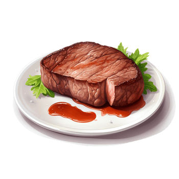 Juicy, perfectly grilled steak served on a clean white platees png