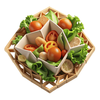 serene contemporary Deconstructed Salad Cutout with Geometric Arrangement high resolution png