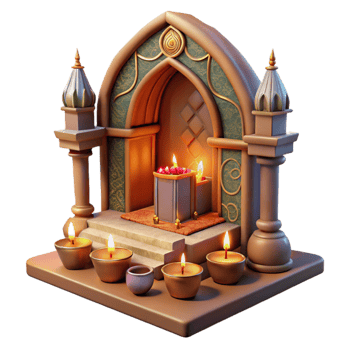 serene creative Decorated Altar Isolated with Candlelight professional png