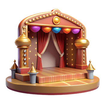 magnificent creative Decorated Stage Isolated with Bright Lights detailed png