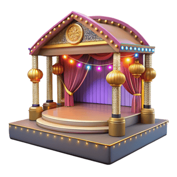 wonderful minimalist Decorated Stage Isolated with Bright Lights genuine png