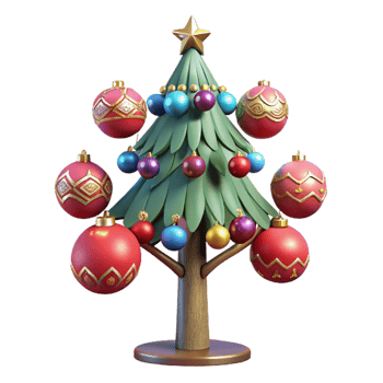 dramatic classic Decorated Tree Isolated with Festive Ornaments exclusive png
