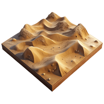 impressive minimalist Desert Landscape Aerial Perspective with Dunes Isolated authentic png