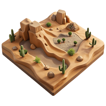 magnificent classic Desert Landscape Aerial View with Shadows Isolated high quality png