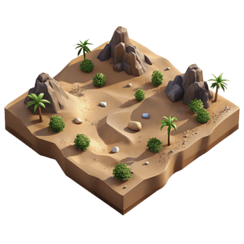 impressive minimalist Desert Landscape Aerial View with Shadows Isolated original png