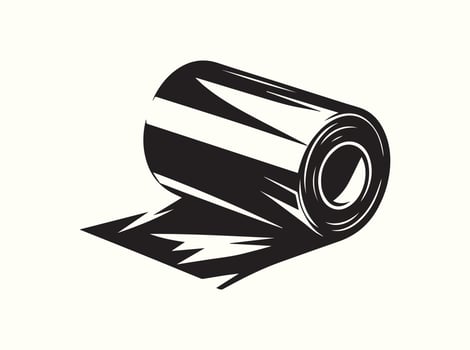 Simple Black Silhouette of Aluminum Kitchen Foil on a White Background vector