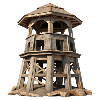 stunning minimalist Destroyed Watch Tower Silhouette Isolated professional png