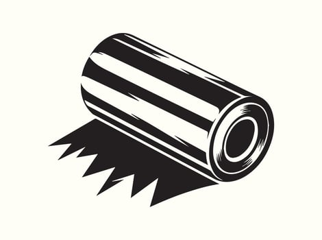 Solid Black Silhouette of Kitchen Foil on a White Background vector