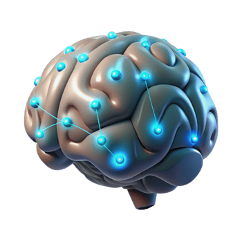 vibrant creative Digital Brain Scan with Highlighted Areas Isolated original png