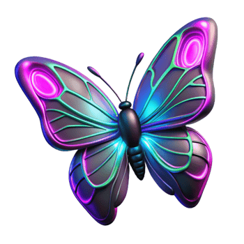 vibrant contemporary Digital Butterfly with Neon Wings Cutout Isolated original png