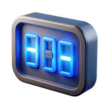 elegant modern Digital Clock Display Blue Led Transparent Background genuine png