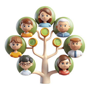 serene traditional Digital Family Tree Connecting Generations Cutout professional png