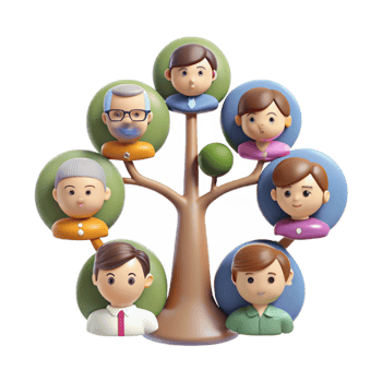 serene vintage Digital Family Tree Connecting Generations Cutout professional png