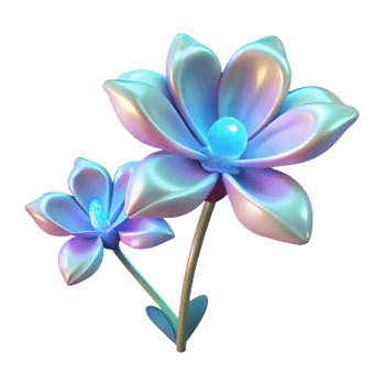 dramatic rustic Digital Flowers with Bioluminescent Petals Isolated on Transparent Background detailed png