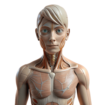 wonderful artistic Digital Human Body with Anatomical Labels Isolated exclusive png