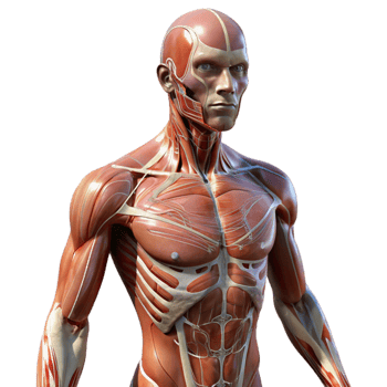 beautiful contemporary Digital Human Body with Anatomical Labels Isolated premium png