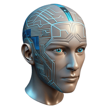 stunning rustic Digital Human Head with Circuitry Pattern Cutout original png